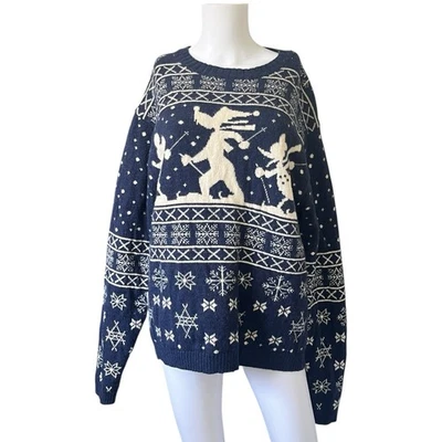 Vintage Disney Store Adventure Ahead Wool Ski Sweater Winter Mens Size Medium M - Image 1 of 4