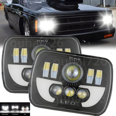 2x 7x6" 5x7" LED Headlights w/DRL Amber Signal For Chevrolet S10 Blazer 83-1994 Foto 1 de 4