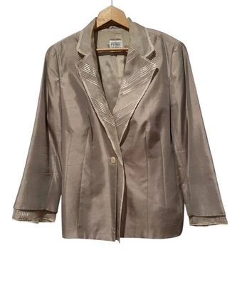 Chaqueta Blazer Mujer Gianfranco Ferre Forma Mezcla Seda Champagne Talla 16 Foto 1 de 4