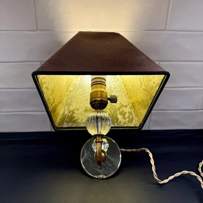 Antiguo Aplique Enchufable Luz de Pared Espejo Trasero con Tono Negro Interior Dorado Foto 1 de 4