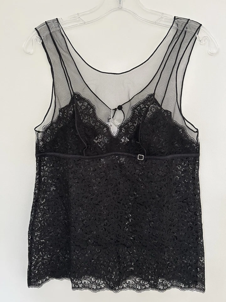 Top de encaje macramé con paneles de tul edénico La Perla I2/US S/M Foto 1 de 4