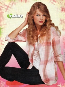 TAYLOR SWIFT N Plaid Long Sleeve Shirt 8" x 10" Magazine Pin-Up b/w Cody Simpson - Picture 1 of 2