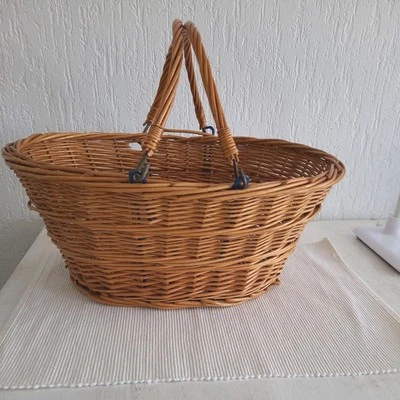 Einkaufskorb Weidenkorb Korb mit 2 Klapp Henkel  40x30cm Höhe 16cm - Bild 1 von 4