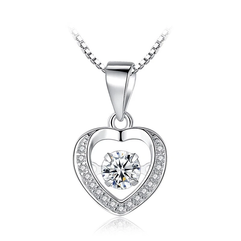 Collana Cuore in Argento con Cristallo Brillante – Ciondolo Elegante Zirconi, Id - Immagine 1 di 4