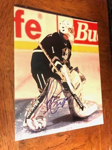 Ron Tugnutt Anaheim Ducks 20th Anniversary Signed Vintage Photo               - Picture 1 of 1