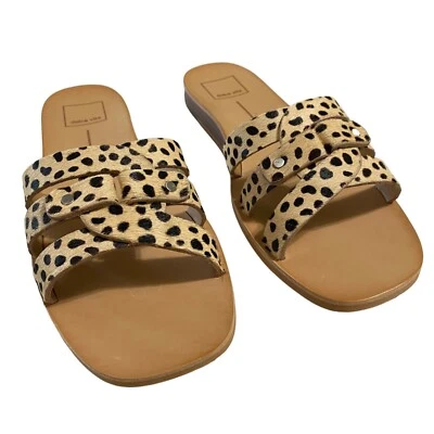 Dolce Vita CAIT Genuine Haircalf Square Toe Wedge Slide Sandals Size 9.5 Leopard - Image 1 of 4