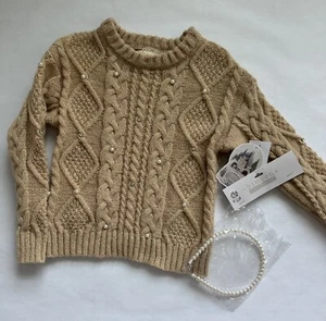 Btween Girl Size 4 Holiday Sweater With Glitzy Faux Pearls & Rhinestones. NWT. - Picture 1 of 4