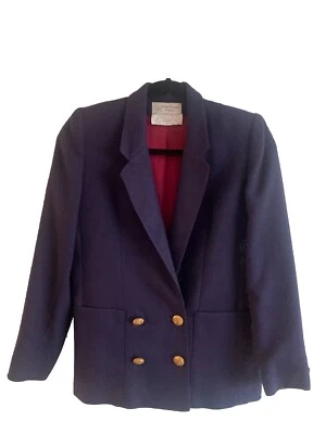Chaqueta Mujer Años 80 De Colección Doble Pecho Azul Marino Clásica Lord & Taylor Foto 1 de 4