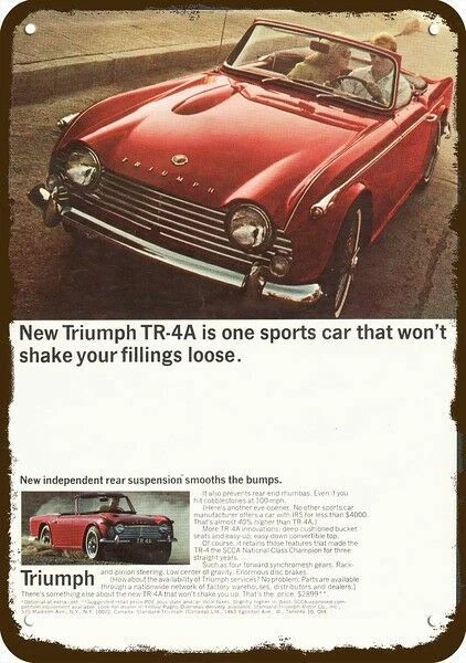 1965 TRIUMPH TR-4A carro conversível aparência vintage réplica decorativa placa de metal - Imagem 1 de 1