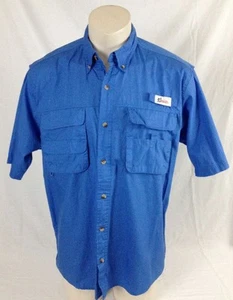 World Wide Sportsman Blue Sport Fishing Shirt 100% Cotton Men's Large - Picture 1 of 11