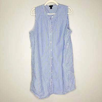 J. Crew Collection Shirt Dress Sleeveless Button Up Stripe Blue White XL - Image 1 of 4