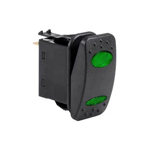 OLS 12V DC 20A 4-Pin Green LED ON-(ON) SPDT Rocker Switch (2 Position) - Picture 1 of 4