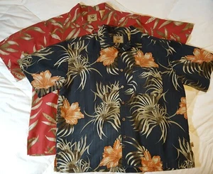 Two 2 Joe Marlin Hawaiian Tropical Tiki Men's Large (42/44) Button Up Shirts - Picture 1 of 12