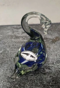 VTG Ngwenya Handmade Glass Swan Made In Kingdom of Swaziland Africa Paperweight - Picture 1 of 5