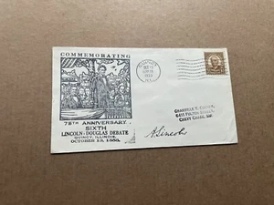 US 1933 Event Cover +Lincoln Douglas Debate (D) Black Cachet +Signature Print - Picture 1 of 2