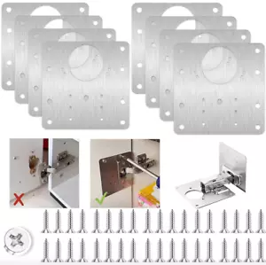 Cabinet Hinge Repair Plate Cupboard Wardrobe Door Kit With Screws 1/2/4/6 pcs UK - Picture 1 of 8