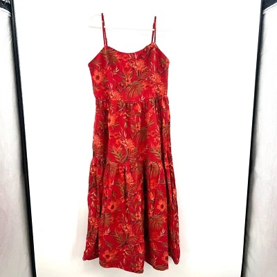 NWT Christian Lacroix Tropical Floral Tiered Midi Dress Linen Blend Women Large - Image 1 of 4