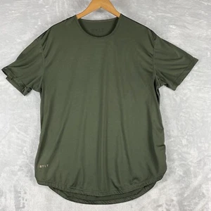 BYLT Drop Cut Shirt Men L Green Short Sleeve Crew Neck Performance Curved Hem - Picture 1 of 7