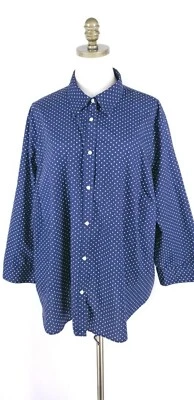 Camisa Lauren Ralph Lauren Azul Marino Blanco Lunares Talla 3X Abotonada Manga 3/4 Foto 1 de 4