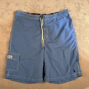 Polo Ralph Lauren Swim Trunks Men L Blue 9" Nylon Bathing Suit Sz XL - Picture 1 of 8