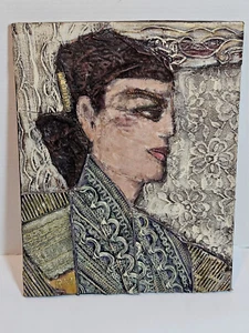 ORIGINAL Mixed Media Painting by ROBERTA MYERSON "Woman With Green Scarf" - Picture 1 of 12