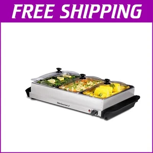 Stainless Steel Buffet Warming Tray - 3 Removable 2.5 Qt Trays for Parties - Picture 1 of 10