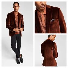 Alfani Men's New Slim-Fit Solid Velvet Sport Coat Blazer Top Brown Rust 36R