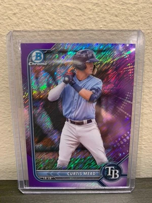 Curtis Mead 2022 Bowman Chrome Purple Shimmer Refractor /250 #BCP-223 TB Rays - Image 1 of 2