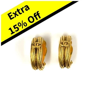 CHANEL Coco Mark Loop Ohrringe Gold GP - Bild 1 von 4