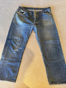 Vintage Levis 501 Button-Fly Men's Size 40 x 30 Denim Blue Levi's Jeans USA-1995 - Picture 1 of 12
