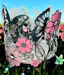 Bath & Body Works 3 Mechas Metal Mariposa Jardín Candelabro Mangas Flores - Imagen 1 de 6