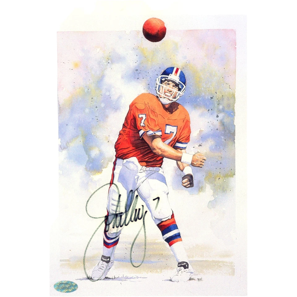 John Elway Firmado Denver Broncos Obra de Arte 11x8.5 Foto Montada Recuerdos 51347 Foto 1 de 1
