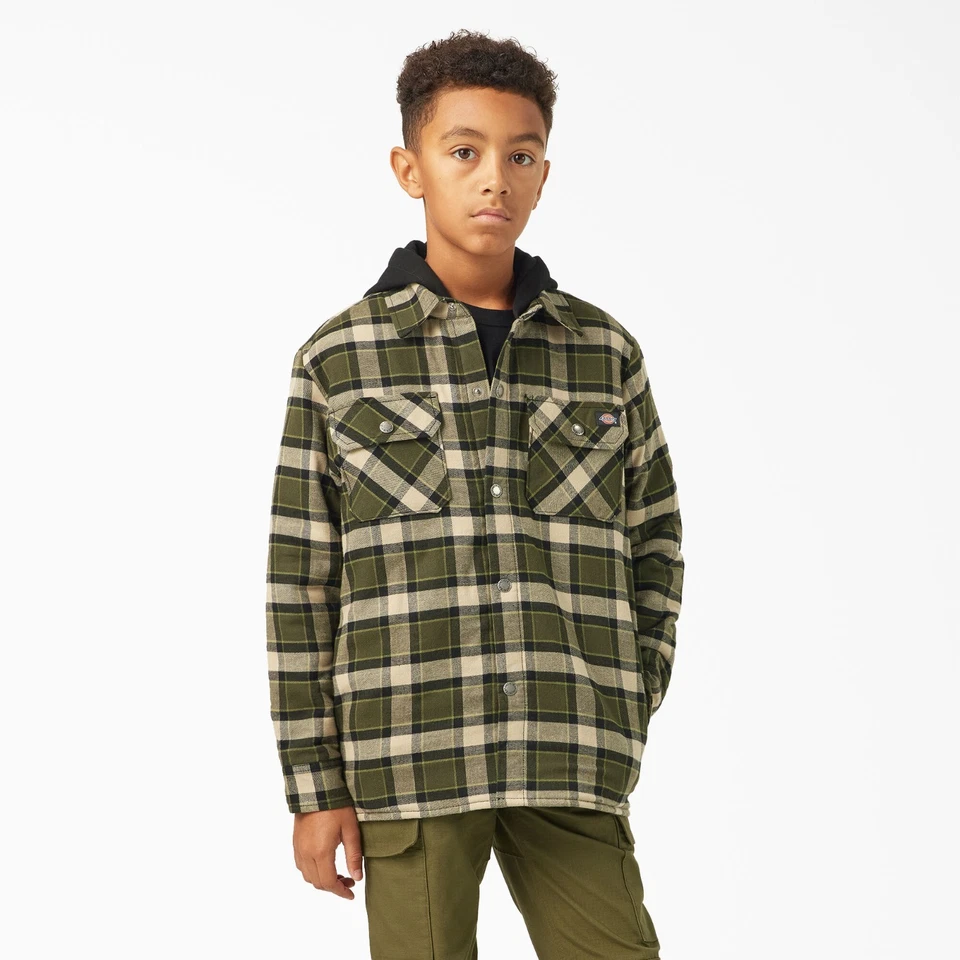 Dickies Kids Flannel Shirt Jacket Size M (10y-12y) Moss Green NWT MSRP $49.99 - Image 1 of 4