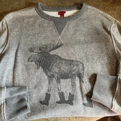 Merona Hombres Pullover Manga Larga Gris Sudadera Talla L Alce Usando Botas  Foto 1 de 4