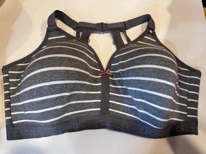 NWOT Cacique Lane Bryant Lightly Lined No-Wire Bra 42DDD Gray Stripe NEW - Picture 1 of 5