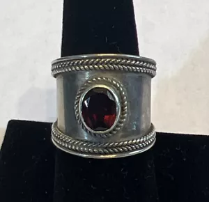 Sterling Silber Zigarren Band Ring BA925 Granat Zigarren Band Ringgröße 8 - Bild 1 von 9