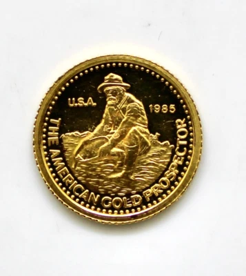 ОЧЕНЬ РЕДКИЙ 1985 1/10 унции 9999 тонкий золотой слиток Engelhard Prospector/круглый - Изображение 1 из 2