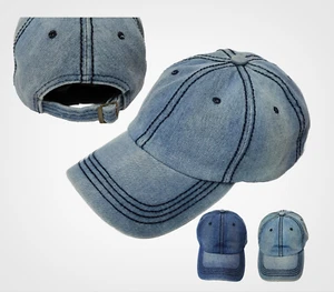 Unisex Dyed Washed Denim Plain Solid Color Baseball Cap Ball Hat - Picture 1 of 8