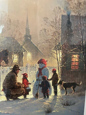 De colección G Harvey PRIORIDADES DE PAPÁ Enmarcado Firmado Estampado Numerado Muñeco de Nieve Perro Iglesia Foto 1 de 4