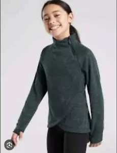 NWT ATHLETA GIRL Crazy Cozy Karma Wrap 2.0 SZ XL/14 Abyss Heather Fleece Pullove - Picture 1 of 8