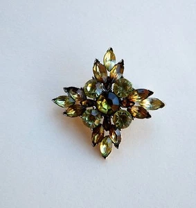 Strass Brosche Starburst Grüntöne Vintage - Bild 1 von 2