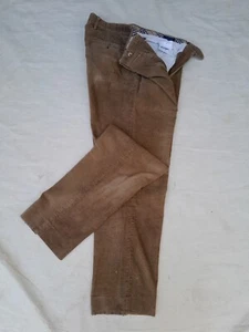 Burberry Corduroy Pants Mens 36 Tan Pleated Stretch Fit Made in Spain Flaw - Picture 1 of 15