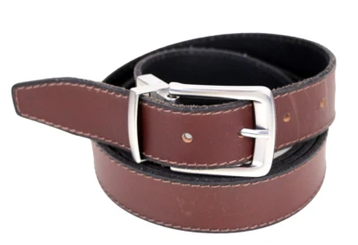 Timberland MARRÓN NEGRO CUERO GENUINO 1 1/8"Wd CINTURÓN REVERSIBLE HOMBRE Talla 48 (I74 Foto 1 de 4