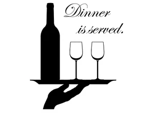 Dinner is Served 2 pcs 3.5 Inch Black Fused Glass Decals - Picture 1 of 1