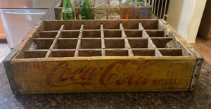 Vintage Coca-Cola Yellow Wood 24 Bottle Wooden Crate....Nice Shape! - Picture 1 of 8