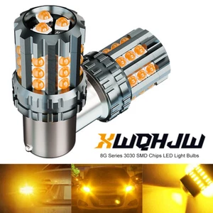 2X XWQHJW 1157 Amber yellow LED Turn Signal Parking Light Bulb Error Free EOA - Picture 1 of 11