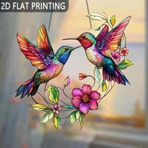 Hummingbird Suncatcher Window Hanging Decoration Acrylic Colorful - Picture 1 of 6