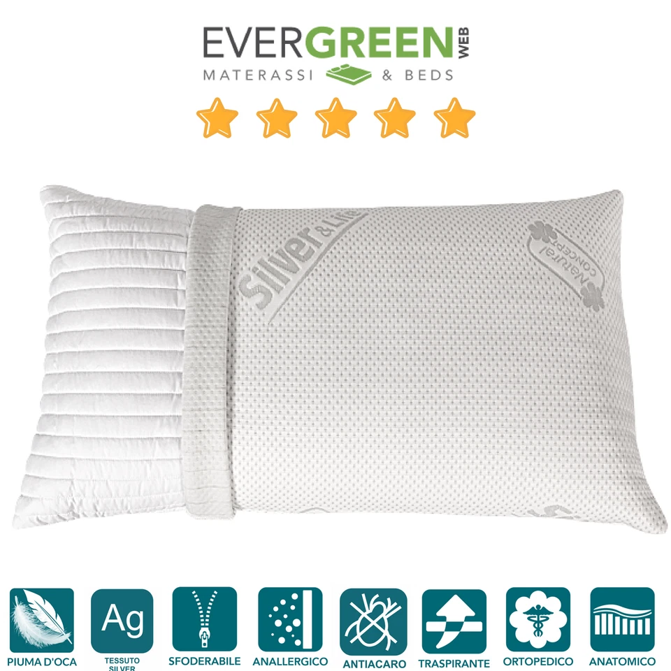 CUSCINI 40x70 H 15 CM MEMORY FOAM RIVESTIMENTO SILVER - Immagine 1 di 1