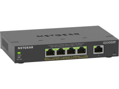 NETGEAR 5 Port PoE Gigabit Ethernet Plus Switch (GS305EP) - with 4 x PoE+ @ 63W, - Image 1 of 4