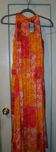 Ann Taylor Orange Tropical Floral Maxi Sundress Size Petite Medium , NWT - Picture 1 of 6